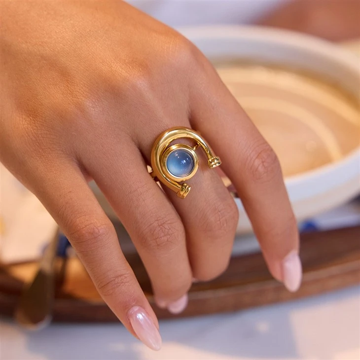 Blue Resin Stainless Steel Horseshoe Ring suppliers