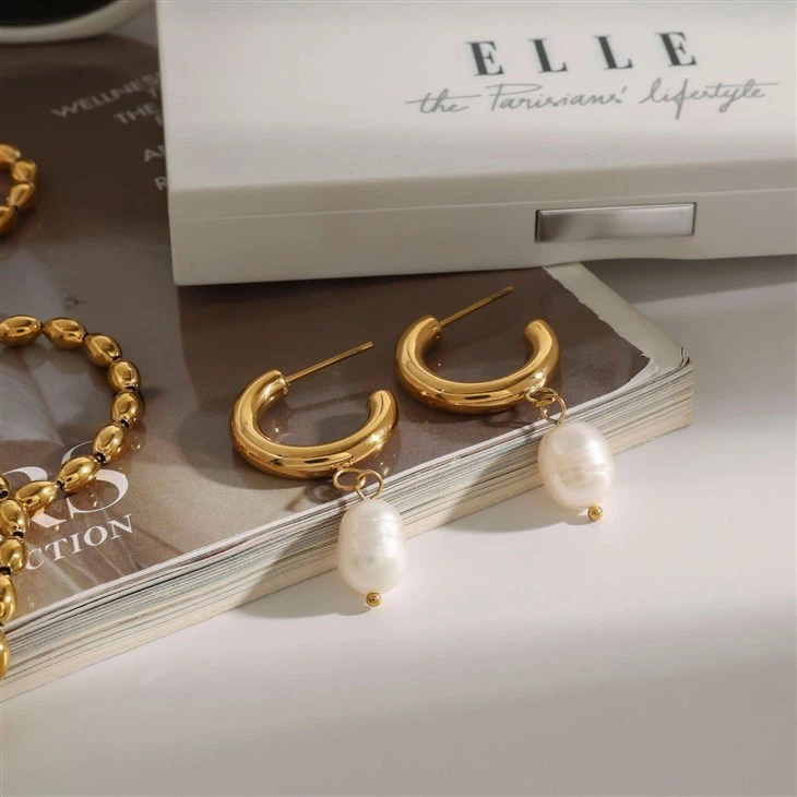 Pearl Drop Hoops