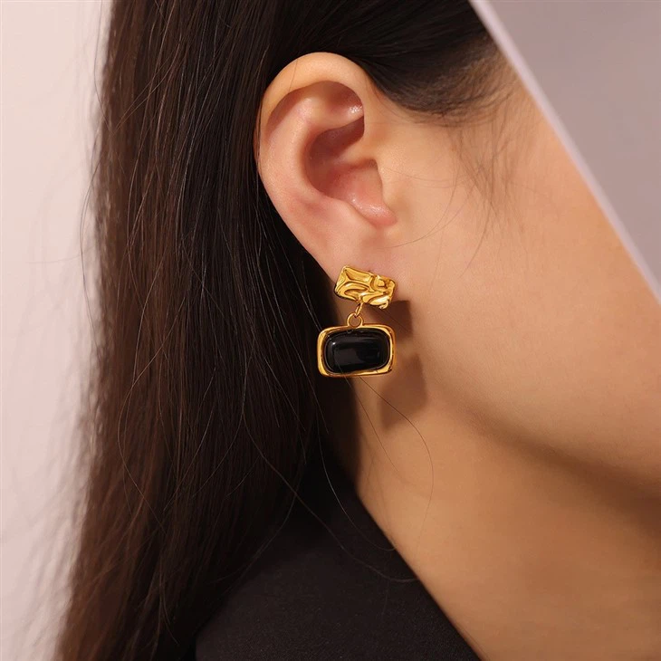 Square Glass Stud Earrings