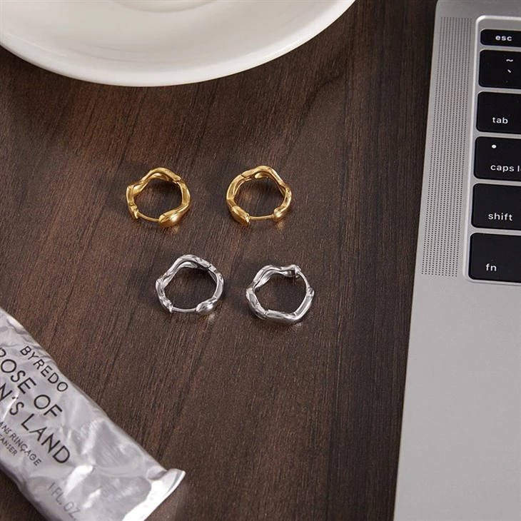 Twisted Wave Irregular Huggie Hoop Earrings price