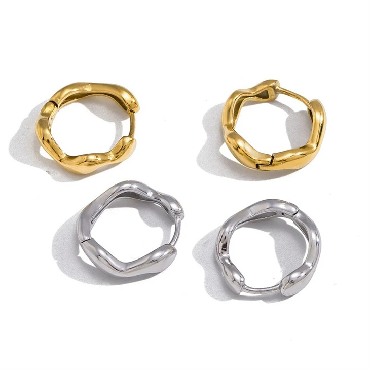 Twisted Wave Irregular Huggie Hoop Earrings price